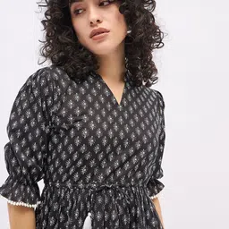 all about you Women Ethnic Motifs Print Monochrome Cotton Peplum Top-image-88