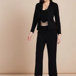 SRUTVA FASHION Notched Lapel Collar Crop Blazer With High Waisted Trousers & Inner Co-Ords-picture-44