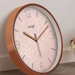 RANDOM Peach & Black Round Printed Wall Clock-14
