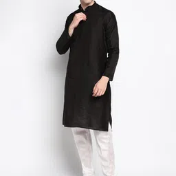 DEVOILER Band Collar Straight Kurta-image-4