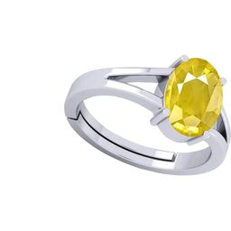 Barmunda gems Men Yellow Sapphire Stone Studded & Silver-Plated Brass Finger Ring-image-83