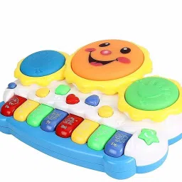 Kids drum keyboard and piano musical toys with flashing light and sound-1