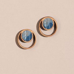 WHE Kantha Batik Fabric And Repurposed Wood Circular Shaped Studs-image-13