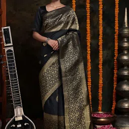 VASTRAHUT Ethnic Motifs Zari Banarasi Saree-picture-25