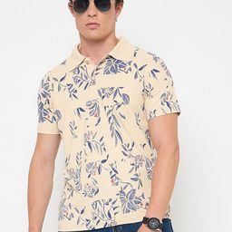 KASMA Graphic Printed Polo Collar Cotton Regular Fit T-Shirt-image-67