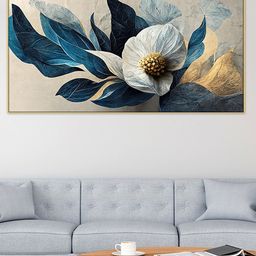 DEKORSTATION Blue & White 1 Piece Canvas Floral and Botanical Wall Paintings-image-92