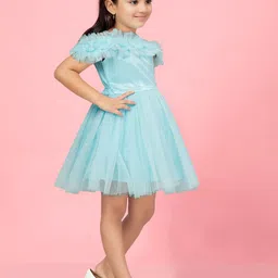 BAESD Flutter Sleeve Net Fit & Flare Dress image 3