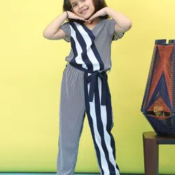 Baawri Girls Striped V-Neck Basic Jumpsuit-picture-42