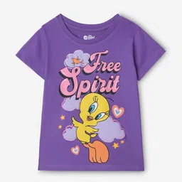 The Souled Store Girls Looney Tunes Graphic Printed Round Neck Pure Cotton T-shirt-picture-20
