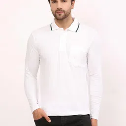 ALARM Men Solid Polo Collar Cotton Slim Fit T-shirt-81