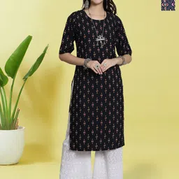 HERE&NOW Women Pack of 2 Ethnic Motifs Printed Crepe Kurta-image-96