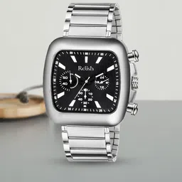 Relish Men Skeleton Dial & Stainless Steel Straps Reset Time Analogue Watch RE-NW2003-5