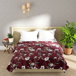 KOPA Brown & White Floral Microfiber AC Room 300 GSM Double Bed Blanket-image-99