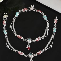 Sangria Silver-Plated Artificial Stones Anklet-image-62