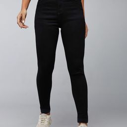 DOLCE CRUDO Women Slim Fit High-Rise Clean Look No Fade Stretchable Jeans-picture-8
