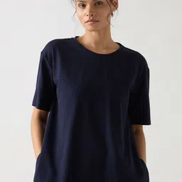 FEMMELLA Self Design Round Neck Drop-Shoulder Sleeves T-shirt-image-101