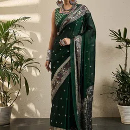 Ethnic Motifs Design Zari Poly Georgette Banarasi Saree-picture-43