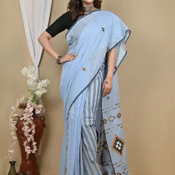 PuJoy Floral Pure Cotton Taant Saree-picture-25