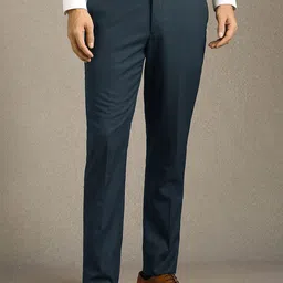 Louis Philippe Men Textured Slim Fit Formal Trousers-picture-13