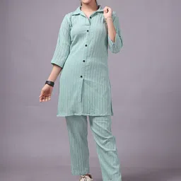 kachhot Girls Self Design Shirt Collar Tunic With Trousers-38