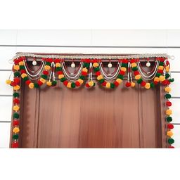 SATVIK CREATIONS Red & Yellow Handcrafted Pom Pom ThoranFestiveDecor-image-77