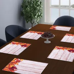 LooMantha Beige & Red 6 Pieces Rectangle Shaped Printed Table Placemats-49