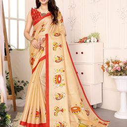 Lookmark Woven Design Printed Saree With Blouse Piece-image-99