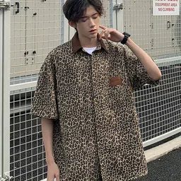 HERE&NOW Men Original Animal Printed Oversized Casual Shirt-image-71