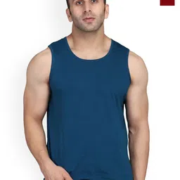 SLOWLORIS Pack Of 2 Round Neck Bio-Wash Cotton Gym Vests-picture-11
