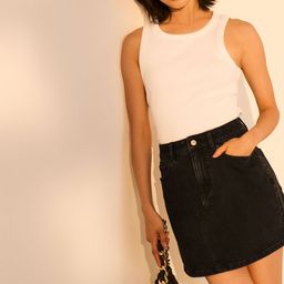 NEXT Washed Effect Mid-Rise Mini A-Line Denim Skirt-picture-21