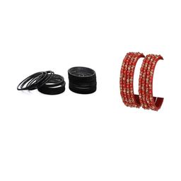 Somil Classic Combo Glass Bangles | Simple Chudi Set For Women & Girls | Daily Use & Special Occasions, Combo Of 2 Set, Black, Radium-picture-21