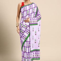 BUTA BUTI Checked Pure Cotton Saree-image-54