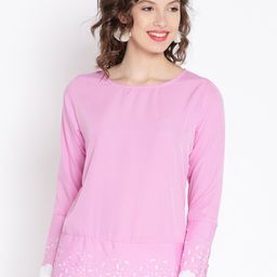 Moda Rapido Women Self Design Schiffli Round Neck Top-picture-18
