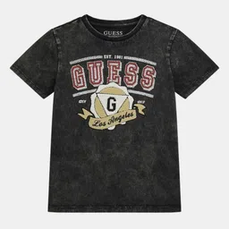 GUESS kids Boys Typography Printed Round Neck Cotton T-shirt-image-54