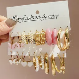 GOLDIWALA Set of 10 Gold-Plated Spherical Shaped Hoop Earrings-17