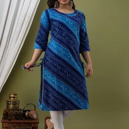 ROPADEMODA Women Bandhani Dyed Pure Cotton Kurta-picture-7
