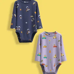 Orange Sugar Infants Pack Of 2 Printed Cotton Bodysuits-41