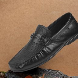 Mochi Men Perforations Leather Driving Shoes-image-100