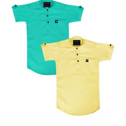 OJ TREND Kids-Boys Sea Green Kurtas-picture-49