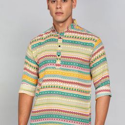 Moda Rapido Men Printed Thread Work Kurta-picture-14