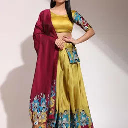 Payu Printed Semi-Stitched Lehenga & Unstitched Blouse With Dupatta image 3