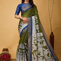 KALINI Ethnic Motifs Zari Art Silk Banarasi Saree-image-36