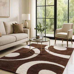 AaHo Decor Brown & White Abstract Anti-Skid Microfiber Carpet-24