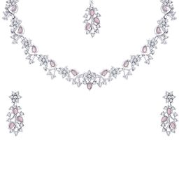 Atasi International Silver-Plated Crystals & American Diamond Studded Jewellery Set-image-47