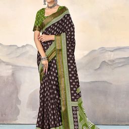 PEENGAX Ethnic Motif Printed Zari Pure Cotton Dabu Saree-image-95