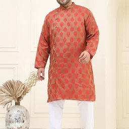 SOJANYA PLUS Men Ethnic Motifs Regular Thread Work Kurta with Pyjamas-4