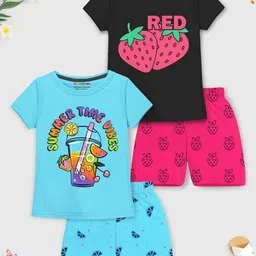 YK X Trampoline Girls Pack Of 2 Graphic Printed T-Shirts With Shorts-image-32