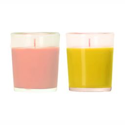 PEEPALCOMM Peach-Coloured & Yellow 2 Pieces Pillar Candle-29