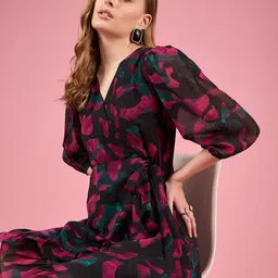 DressBerry Print Puff Sleeve Georgette Dress-image-36