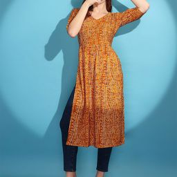 KALINI Bandhani Printed Crepe Kurta-image-87
